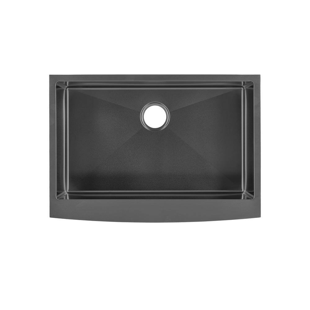 Rivage 30" Black Stainless Steel Farmhouse Kitchen Sink