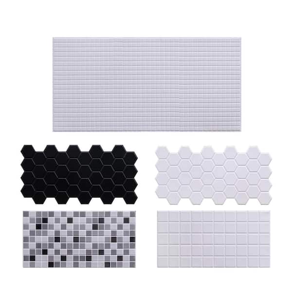 Unbranded 3 ft. x 1 1/2 ft. x 3/16 in. Plain White Mosaic 3D PVC Wall Panels for Interior Decor, Bathrooms, Kitchens (10-PCs)