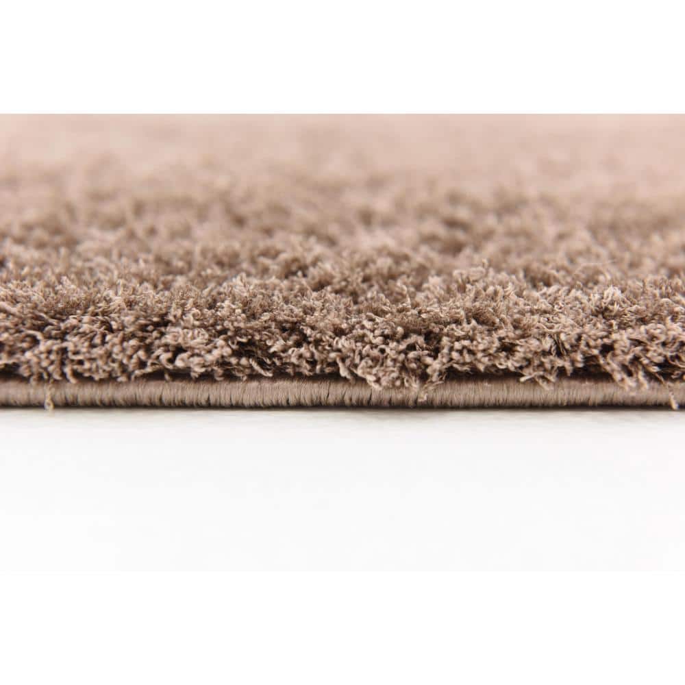 Luxurious Solid Brown Shag Rug 5' x 8' Rectangular Synthetic Easy Care