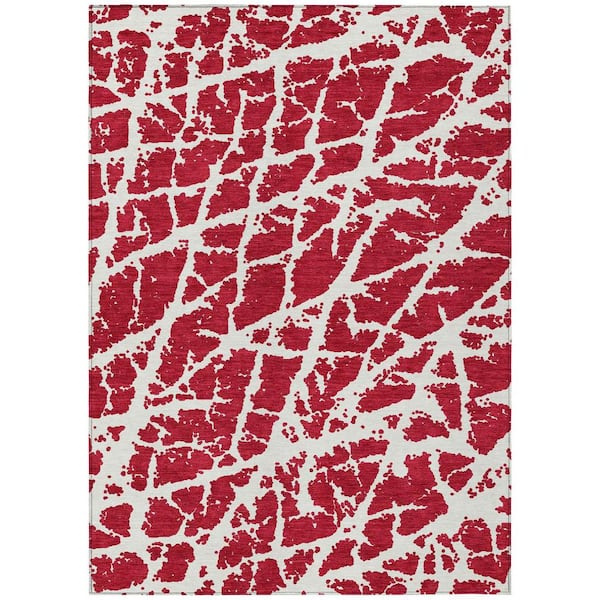 Red 9 ft. x 12 ft. Abstract Indoor / Outdoor Area Rug