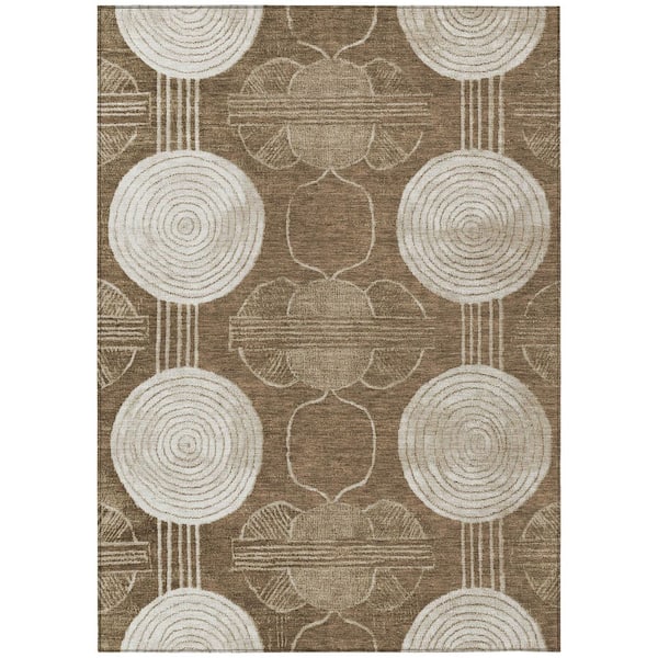 Chantille Machine Washable Indoor/Outdoor Abstract ACN3064 Chocolate 10 ft. x 14 ft. Area Rug