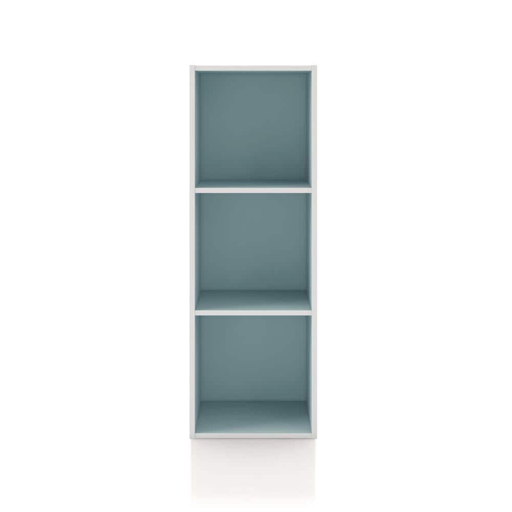 Light Blue Stackable 3-Cube Wood Bookcase for Kids