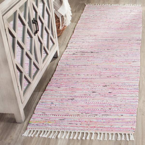 Rag Rug Light Pink/Multi 2 ft. x 10 ft. Striped Runner Rug
