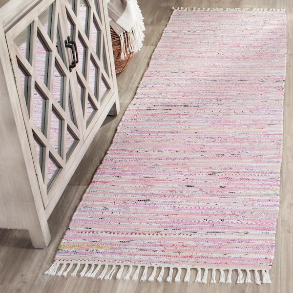 Rag Rug Light Pink/Multi 2 ft. x 5 ft. Striped Runner Rug