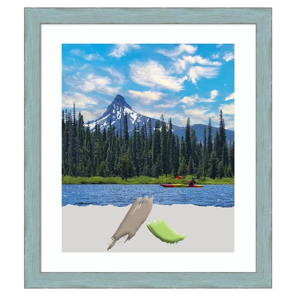 Amanti Art Sky Blue Rustic Wood Picture Frame Opening Size 20 x 24 in. (Matted To 16 x 20 in.)