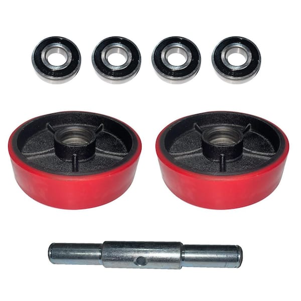 2-Pieces 7 in. x 2 in. Manual Pallet Jack Truck PU Material Wheels A Pair with ID 0.78 in. Sealed Precision Bearings