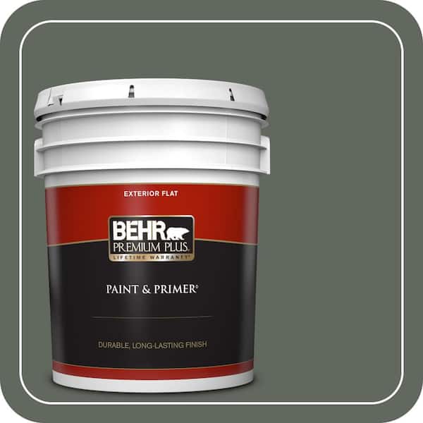BEHR PREMIUM PLUS 5 gal. #710F-6 Painted Turtle Flat Exterior Paint & Primer