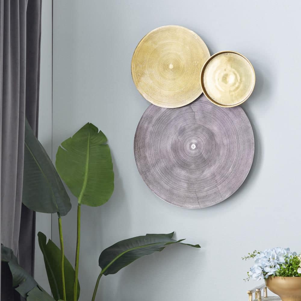 Large Black and Gold Aluminum Round Wall Sculpture