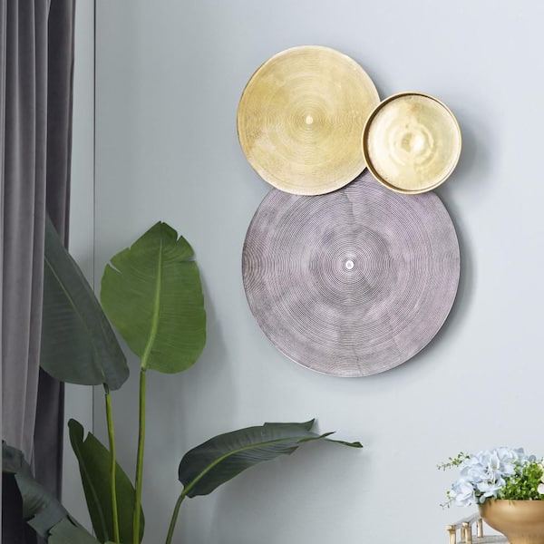 Litton Lane 19 in. x  26 in. Aluminum Metal Black Radial Plate Wall Decor