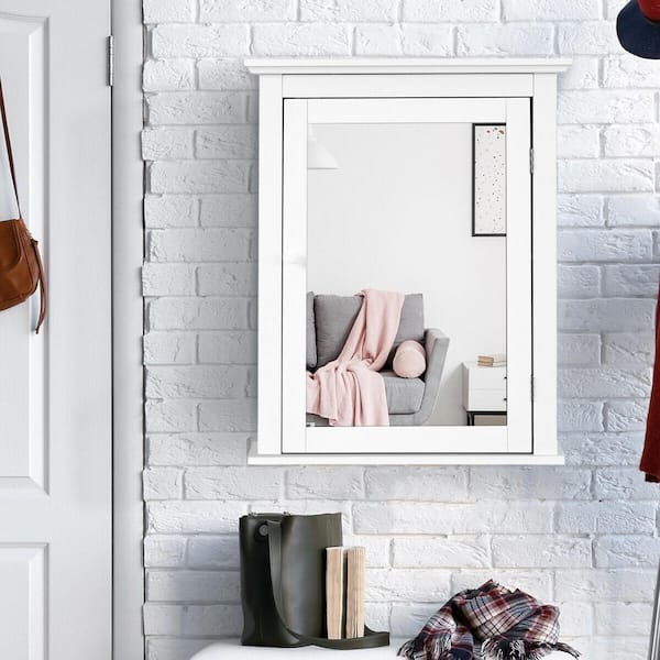 22 in. W x 27 in. H White Surface Mount Medicine Cabinet with Mirror