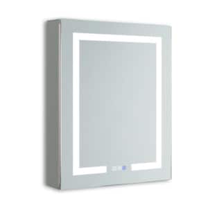 24 in. W x 30 in. H Rectangular Silver Aluminum Recessed/Surface Mount Medicine Cabinet with Mirror and 3-Shelves