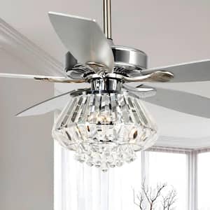 Zuniga 52 in. Indoor Chrome Downrod Mount Crystal Chandelier Ceiling Fan with Light Kit and Remote Control