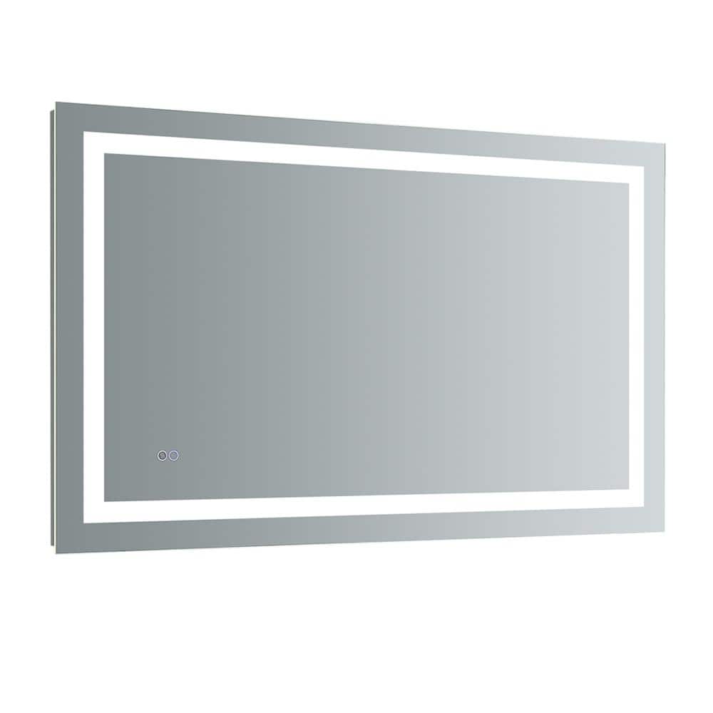 Sleek 48"x30" Transitional Frameless Vanity Mirror with LED & Defogger