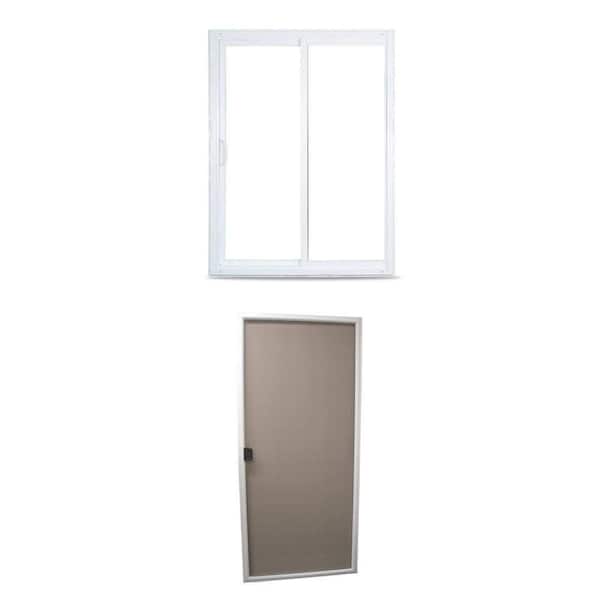 70 Series 60 in. x 80 in. Vinyl Sliding Patio Door with 70/50 Series 29 in. x 80 in. Aluminum Screen Door Combo