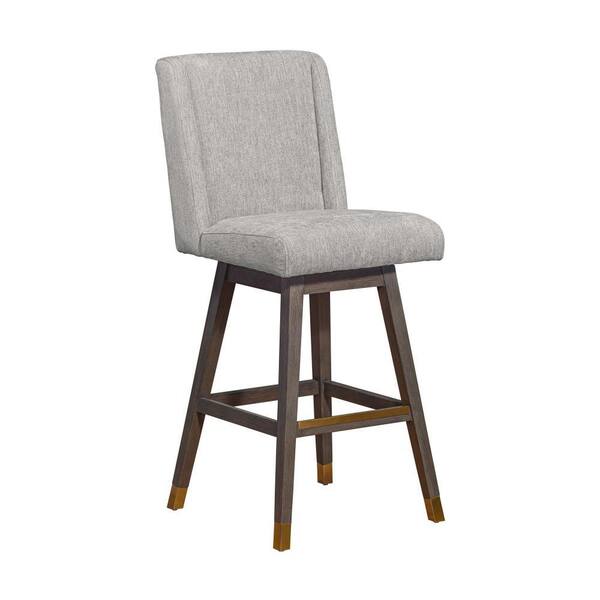 Benjara 30 in. Gray High Back Wooden Frame Bar Stool with Polyester Seat