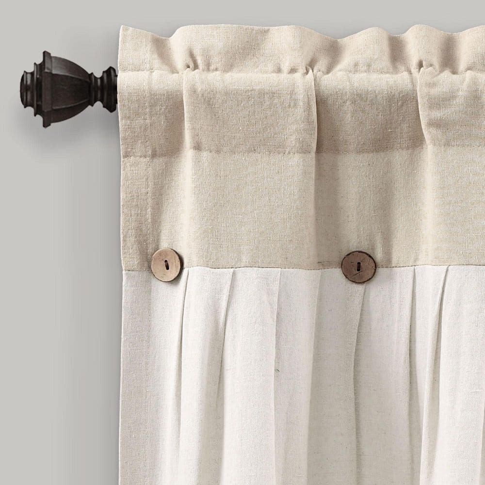 Linen Button Pleated Rod Pocket Window Valance