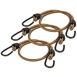 24 in. Multi-Color Bungee Cord with Coated Hooks (3 Pack)