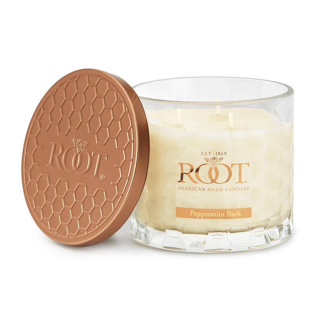 Peppermint Bark 3-Wick Beeswax Soy Blend Candle in Glass Jar