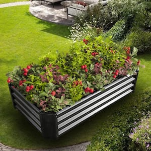 4 in. x 2 in. x 1 ft. Metal Raised Garden Bed for Planters Vegetables and Herbs, Black