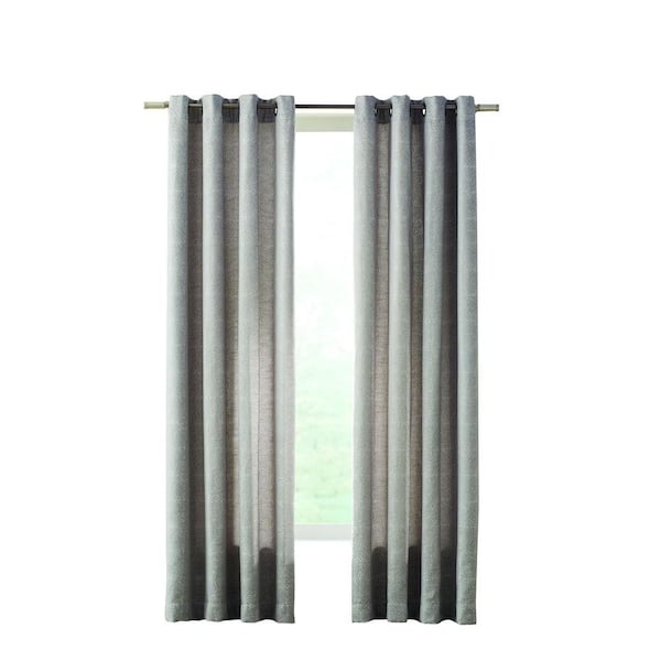 Home Decorators Collection Semi-Opaque Gray Geo TileWork Grommet Curtain - 50 in. W x 63 in. L