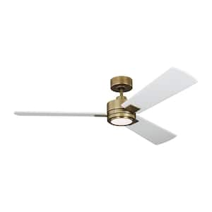 Harris by Lauren Ralph Lauren 56 in. Smart Indoor/Outdoor Rubbed Antique Brass Ceiling Fan with LED-Light Kit and Remote