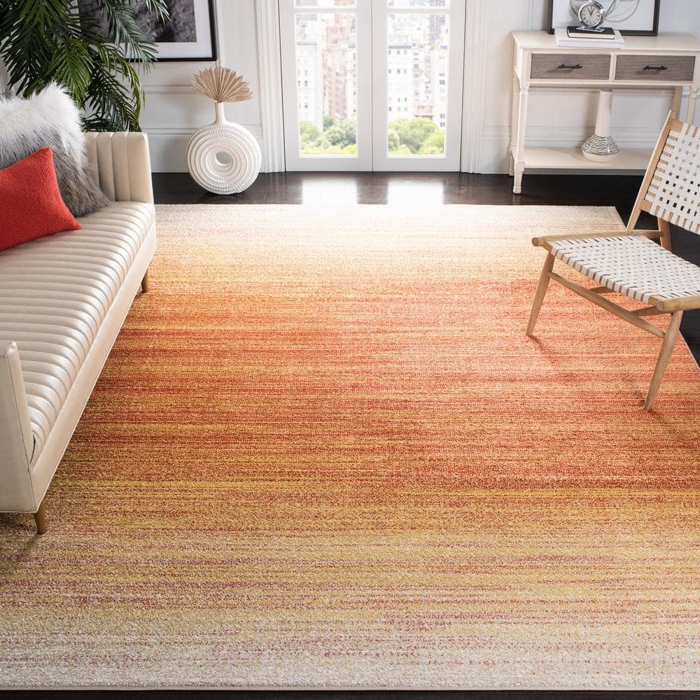 Adirondack 8' x 10' Orange and Red Synthetic Area Rug