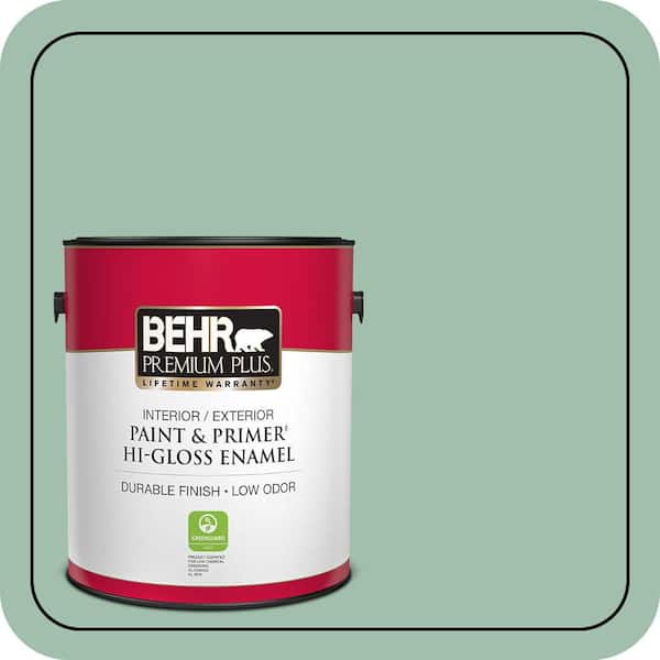 BEHR PREMIUM PLUS 1 gal. #MQ6-13 Spring Reflection Hi-Gloss Enamel Interior/Exterior Paint & Primer