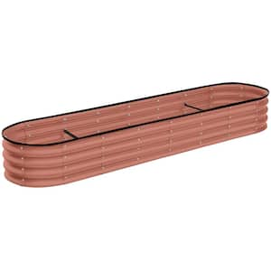 8 ft. x 2 ft. x 1 ft. Terracotta Oval Steel Raised Garden Bed Planter Box for Vegetables, Flowers, Herbs