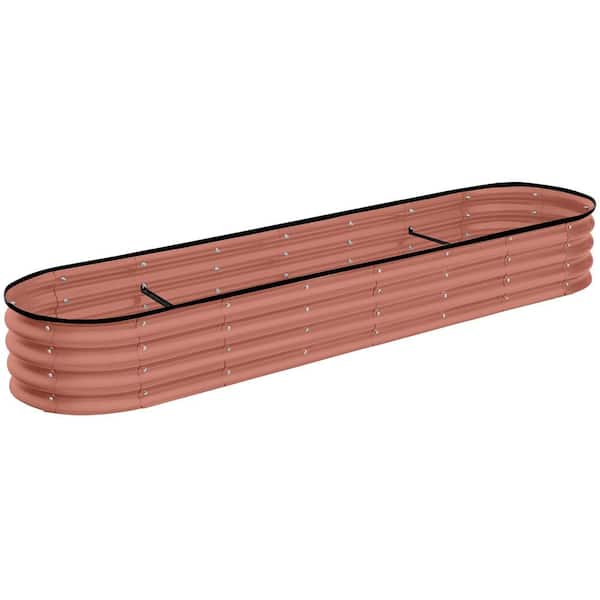 Best Choice Products 8 ft. x 2 ft. x 1 ft. Terracotta Oval Steel Raised Garden Bed Planter Box for Vegetables, Flowers, Herbs
