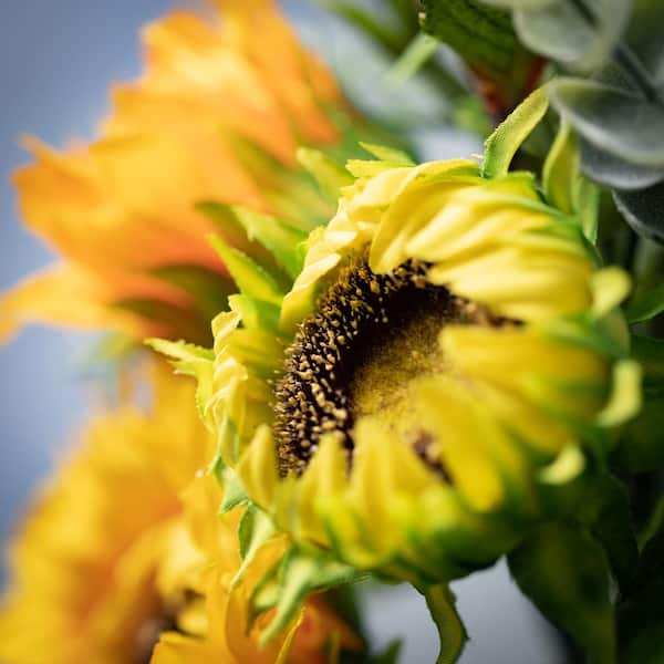 Large Silk White Sunflowers Artificial Flowers 26 Long Stem Yellow Cream