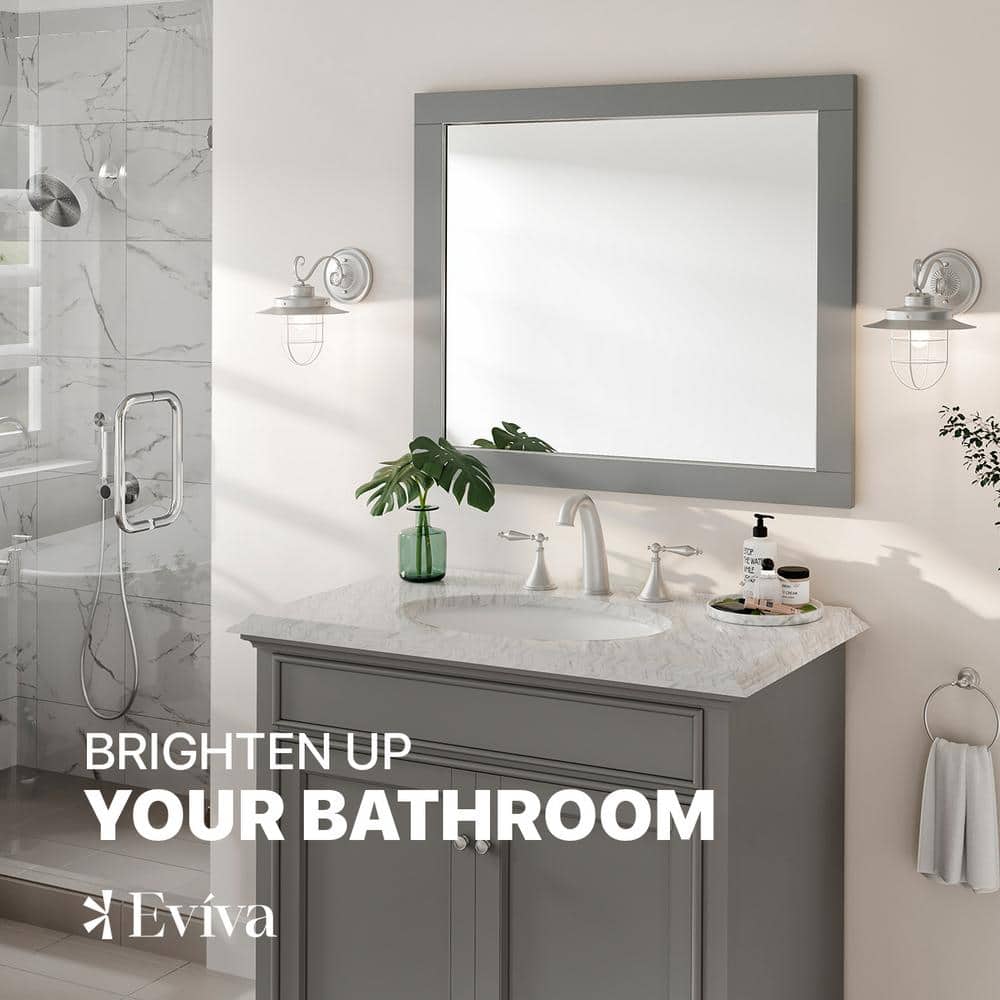 Modern Aberdeen 36" Grey Wood Bathroom Vanity Mirror