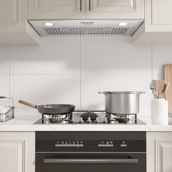 36 in. 600 CFM Convertible Ducted to Ductless Insert Range Hood in Stainless Steel with 3-Speed and LED Lights