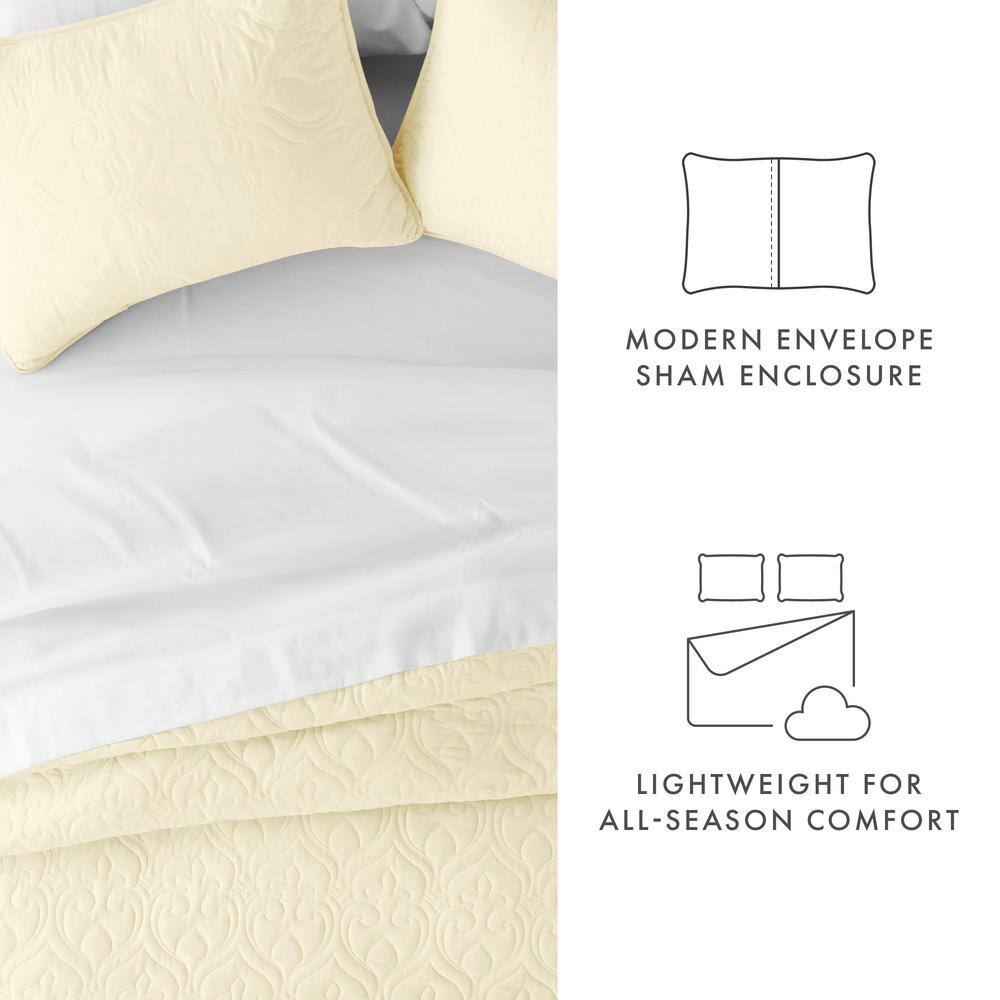 Yellow Twin Microfiber Quilted Coverlet Set
