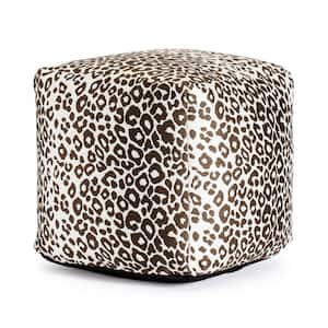 Amur Brown 18 in. x 18 in. x 18 in. Red and Ivory Pouf