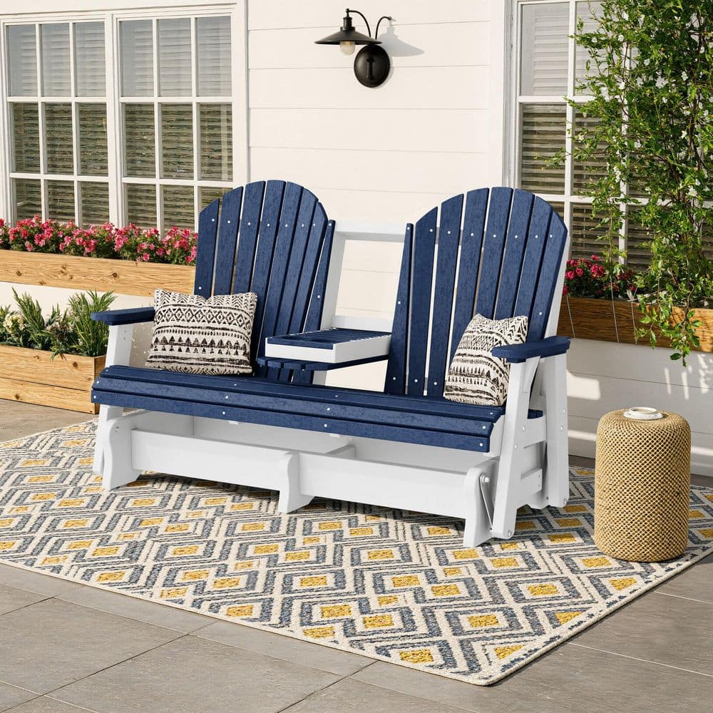 Heritage 2-Person Patriot Blue and White HDPE Plastic Outdoor 5 ft. Glider with Console price history on PriceWatchPro