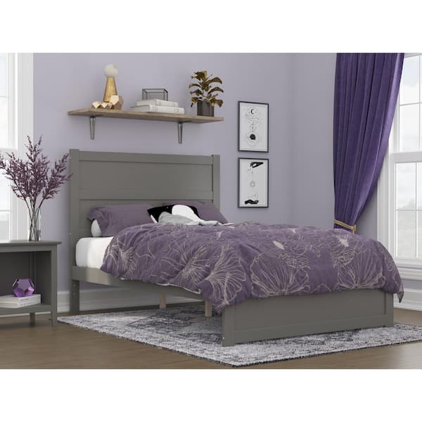 AFI NoHo 53-1/2 in. W Grey Full Size Solid Wood Frame with Footboard and Attachable USB Device Charger Platform Bed