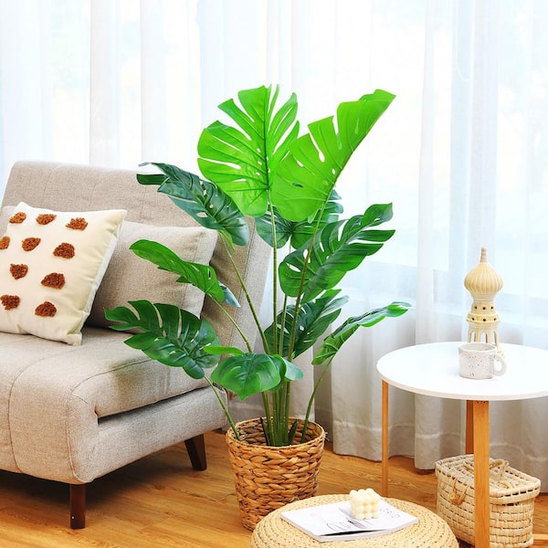 48 in. Green Artificial Monstera Deliciosa Plant Palm Tree in Pot Indoor Outdoor