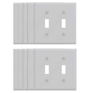 2 Gang Midsize Toggle Wall Plate, White (10-Pack)