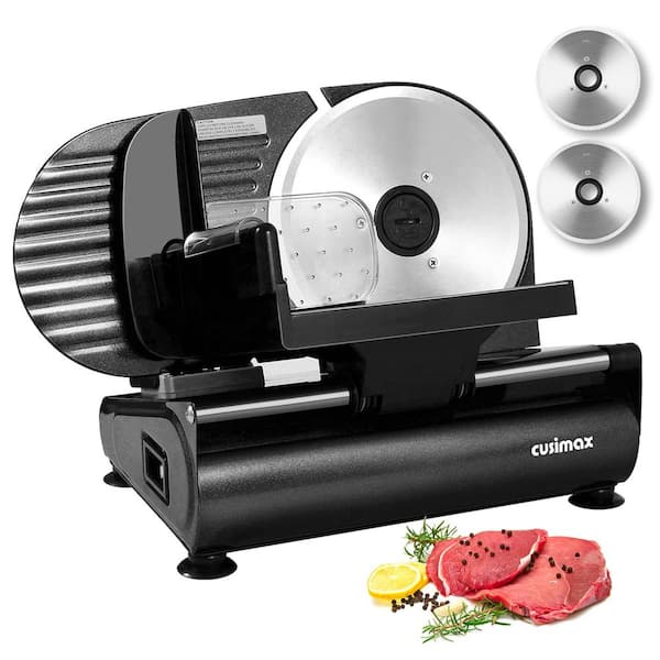 JEREMY CASS 200 W Black Electric Deli Food Slicer with Two 7.5'Removable Stainless Steel Blades and Pusher