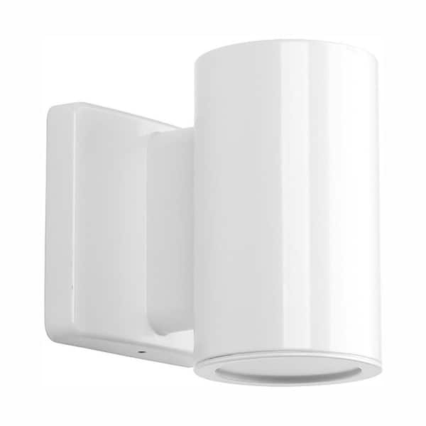 Cylinders Collection 3 in. White LED Modern Outdoor Small Wall Lantern Light