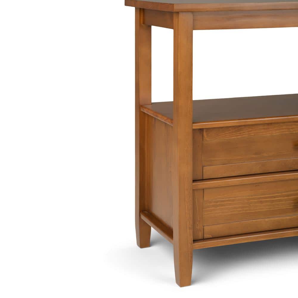 Shaker Style Light Golden Brown Solid Wood Console with Storage