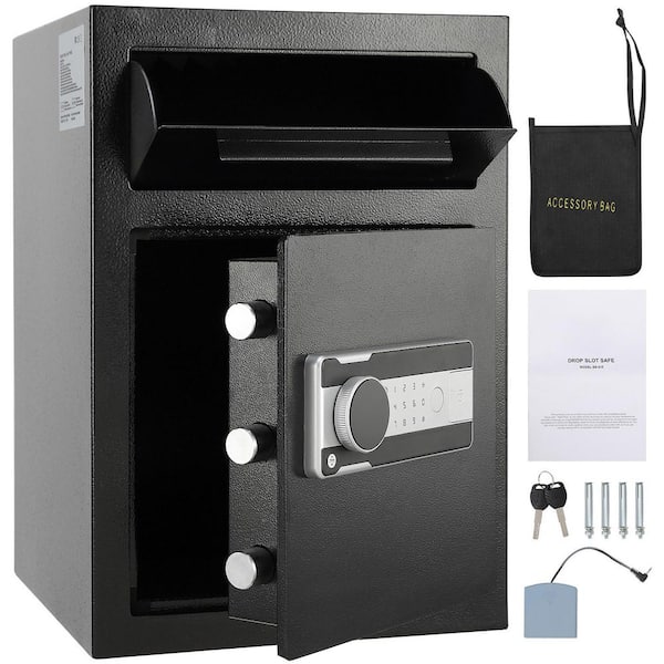 2.5 Cub Depository Safe, Drop Slot, Electronic Code Lock and 2 Emergency Keys, 20.27 x 13.97 x 13.97 in. for Cash, Mail