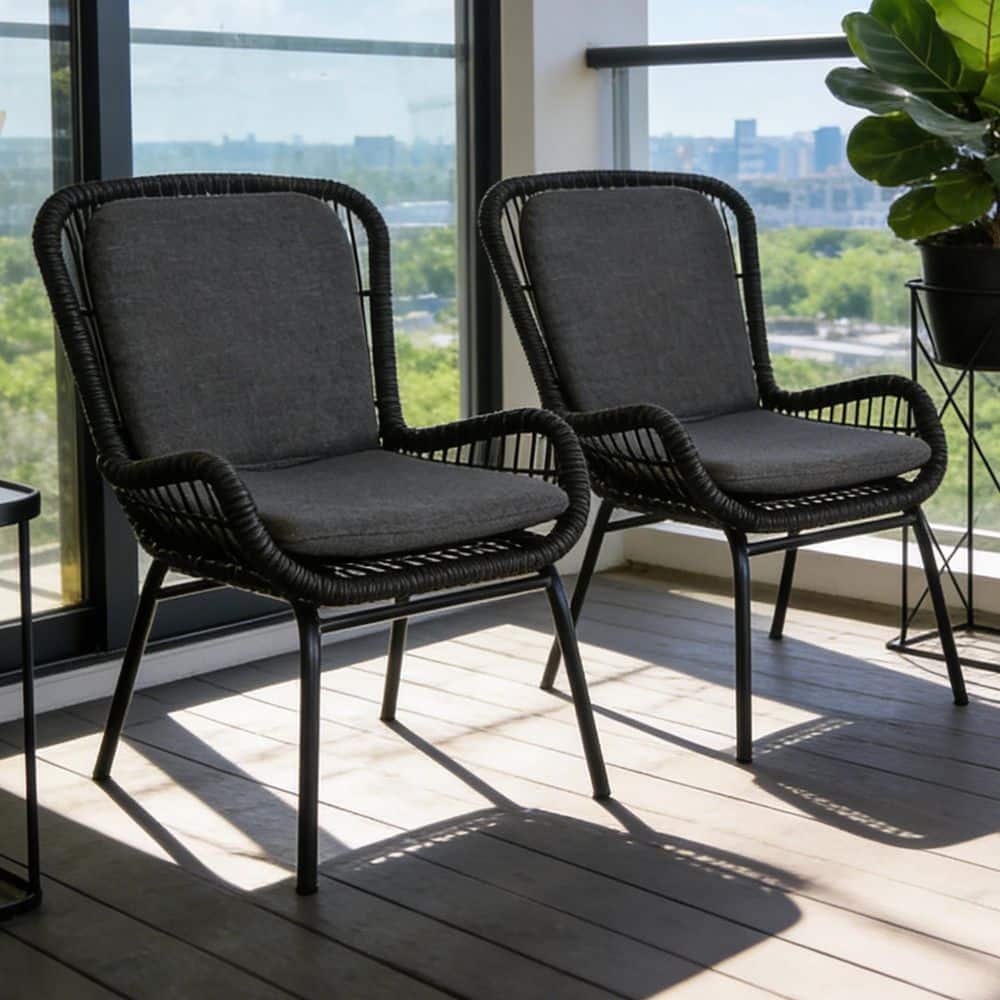 Grey Swivel Outdoor Dining Chair with Dark Grey Cushions (2-Pack) price history on PriceWatchPro