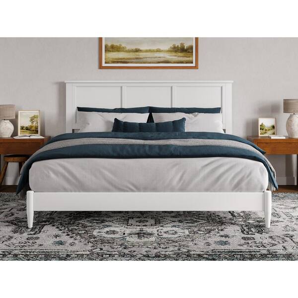 AFI Charlotte White Solid Wood Frame King Low Profile Platform Bed ...