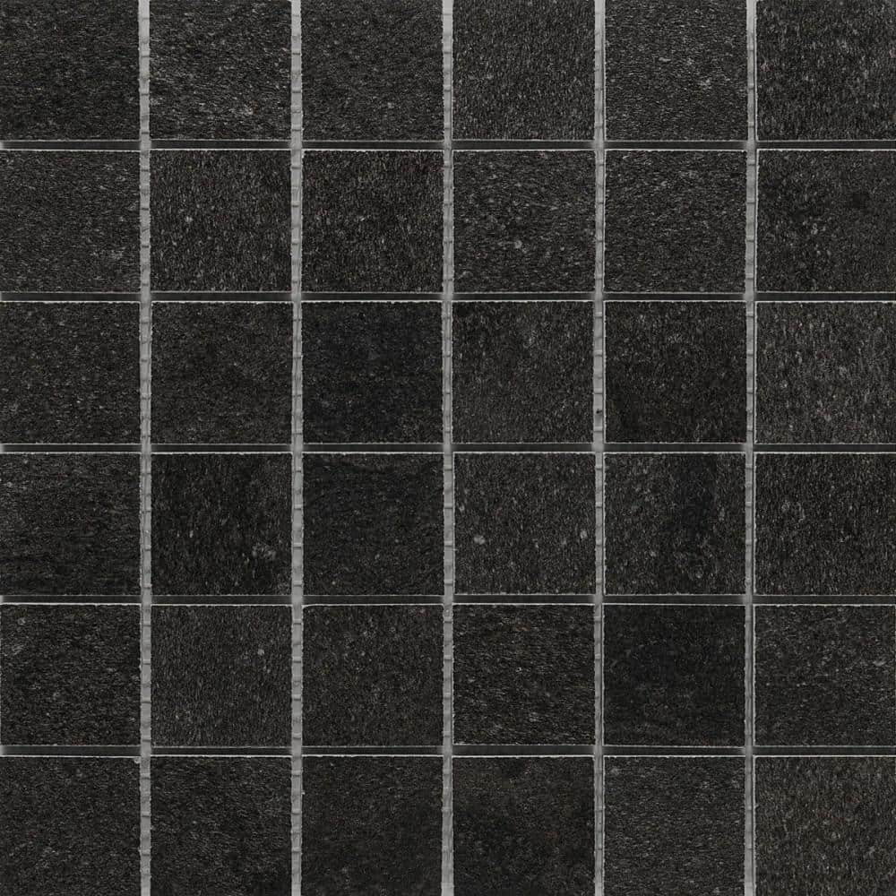 Dominion Charcoal Black 4 in. x 0.35 in. Matte Limestone Look Porcelain Floor and Wall Mosaic Tile Sample -  Ivy Hill Tile, EXT3RD108263