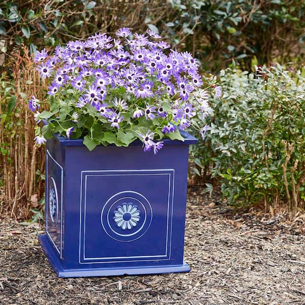 Colony Large 16 in. x 16 in. 27 Qt. Navy Resin Composite Square Planter Outdoor Box