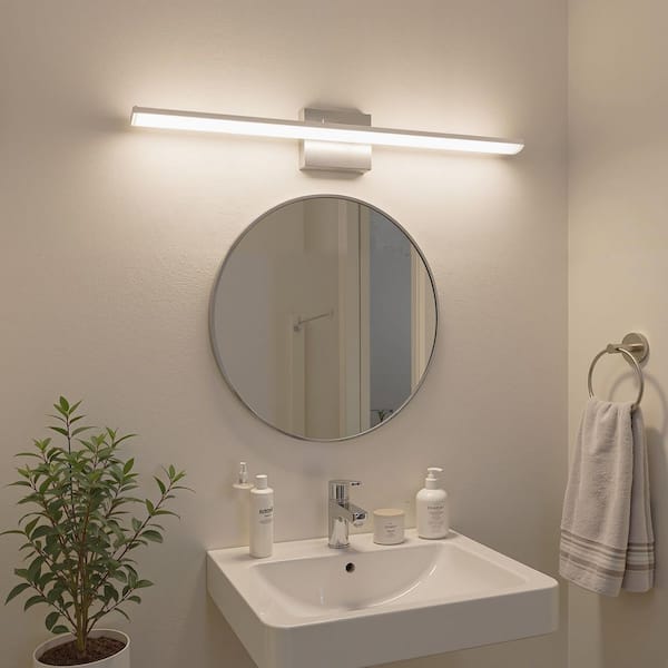 40 in. 1-Light Nickel 20-Watt Integrated LED Vanity Light, Modern Bathroom Wall Sconce Light Bar for Mirror