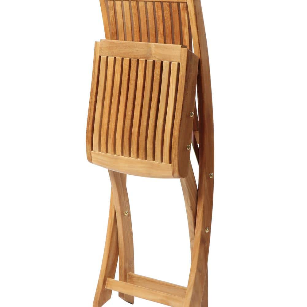 Colorado Teak Armless Folding Chair with Curved Backrest