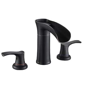 8 in. Widespread Double-Handle Bathroom Faucet with PEX Supply Line 3-Hole Vanity Sink Faucet Spout in Oil-Rubbed Bronze