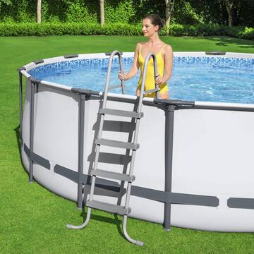 Bestway Pro MAX 16 ft. x 16 ft. Round 48 in. Metal Frame Above Ground Swimming Pool with Pump & Cover 5613AE-BW
